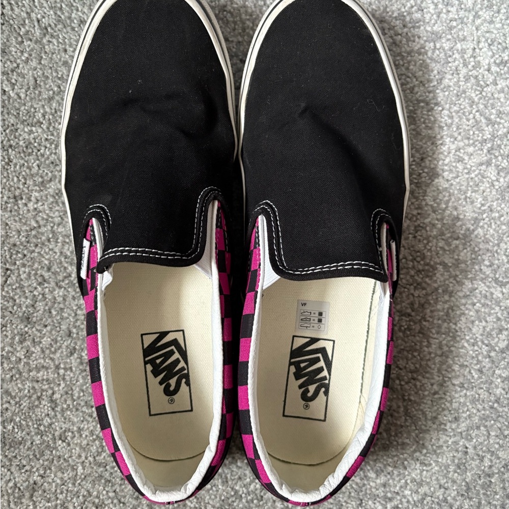Vans Black and Pink Checkered Slip-Ons - Picture 3 of 7